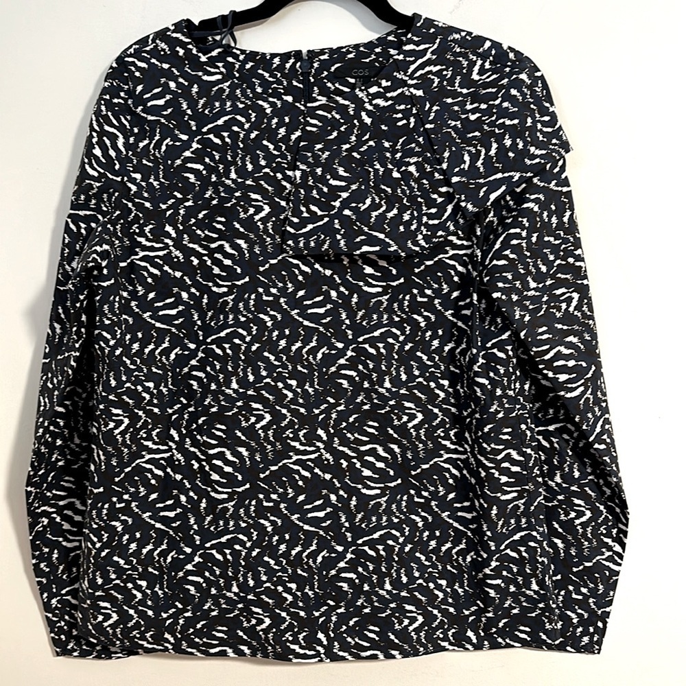 Cos Cotton Patterned Ruffle Blouse Fall Pleated - image 1